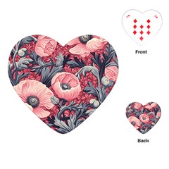 Vintage Floral Poppies Playing Cards Single Design (heart)