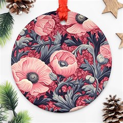 Vintage Floral Poppies Round Ornament (two Sides)