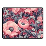 Vintage Floral Poppies Two Sides Fleece Blanket (Small) 45 x34  Blanket Back