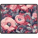 Vintage Floral Poppies Two Sides Fleece Blanket (Medium) 58.8 x47.4  Blanket Front