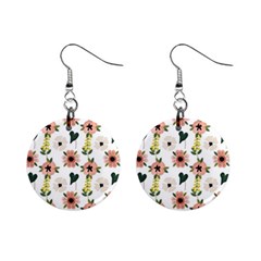 Flower White Pattern Floral Mini Button Earrings by anzea