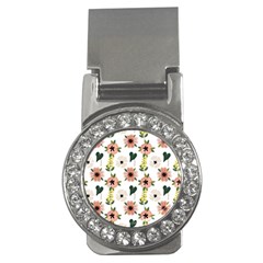 Flower White Pattern Floral Money Clips (cz) 