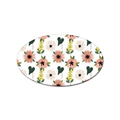 Flower White Pattern Floral Sticker Oval (10 Pack)