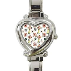 Flower White Pattern Floral Heart Italian Charm Watch