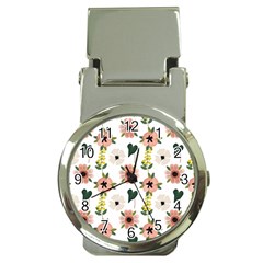 Flower White Pattern Floral Money Clip Watches by anzea