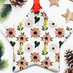 Flower White Pattern Floral Star Ornament (two Sides) by anzea