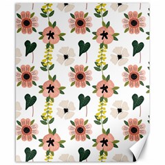 Flower White Pattern Floral Canvas 8  X 10 