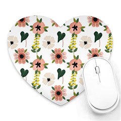 Flower White Pattern Floral Heart Mousepad