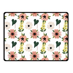 Flower White Pattern Floral Two Sides Fleece Blanket (small)