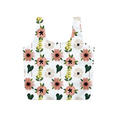 Flower White Pattern Floral Full Print Recycle Bag (s)