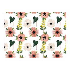 Flower White Pattern Floral Two Sides Premium Plush Fleece Blanket (mini)