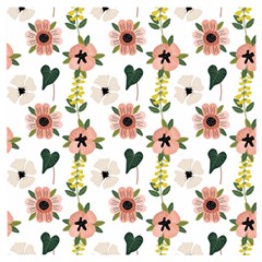 Flower White Pattern Floral Wooden Puzzle Square