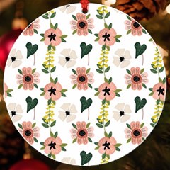 Flower White Pattern Floral Uv Print Acrylic Ornament Round