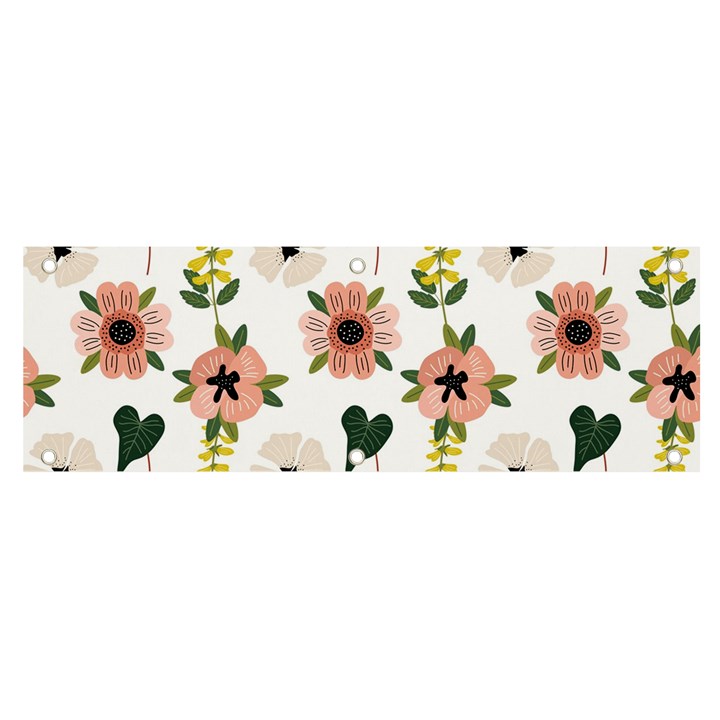 Flower White Pattern Floral Banner and Sign 6  x 2 