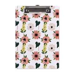 Flower White Pattern Floral A5 Acrylic Clipboard