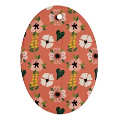 Flower Pink Brown Pattern Floral Ornament (oval)