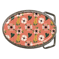 Flower Pink Brown Pattern Floral Belt Buckles