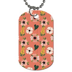 Flower Pink Brown Pattern Floral Dog Tag (two Sides) by anzea