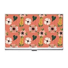 Flower Pink Brown Pattern Floral Business Card Holder by anzea