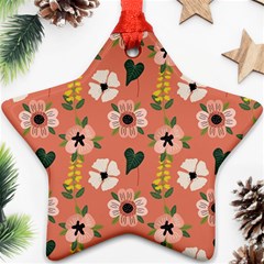 Flower Pink Brown Pattern Floral Star Ornament (two Sides) by anzea