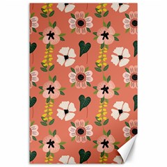 Flower Pink Brown Pattern Floral Canvas 24  X 36  by anzea