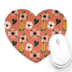 Flower Pink Brown Pattern Floral Heart Mousepad by anzea