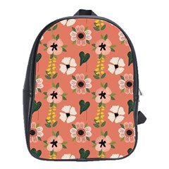 Flower Pink Brown Pattern Floral School Bag (large) by anzea