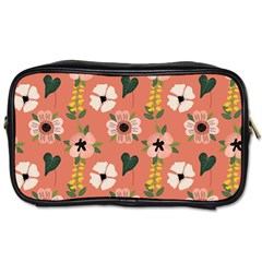 Flower Pink Brown Pattern Floral Toiletries Bag (two Sides) by anzea