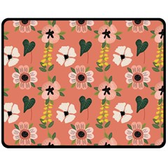 Flower Pink Brown Pattern Floral Fleece Blanket (medium) by anzea