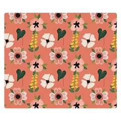 Flower Pink Brown Pattern Floral Two Sides Premium Plush Fleece Blanket (kids Size)