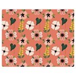 Flower Pink Brown Pattern Floral Two Sides Premium Plush Fleece Blanket (Teen Size) 60 x50  Blanket Front