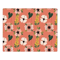 Flower Pink Brown Pattern Floral Two Sides Premium Plush Fleece Blanket (large) by anzea