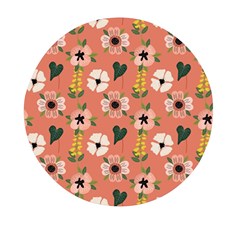 Flower Pink Brown Pattern Floral Mini Round Pill Box by anzea