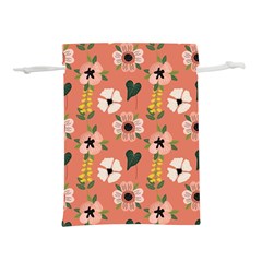 Flower Pink Brown Pattern Floral Lightweight Drawstring Pouch (m) by anzea