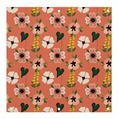 Flower Pink Brown Pattern Floral Banner And Sign 4  X 4 