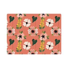 Flower Pink Brown Pattern Floral Premium Plush Fleece Blanket (mini) by anzea