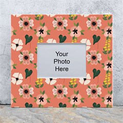 Flower Pink Brown Pattern Floral White Wall Photo Frame 5  X 7  by anzea