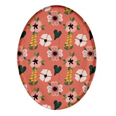 Flower Pink Brown Pattern Floral Oval Glass Fridge Magnet (4 Pack)