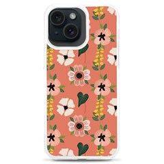 Flower Pink Brown Pattern Floral Iphone 15 Plus Tpu Uv Print Case