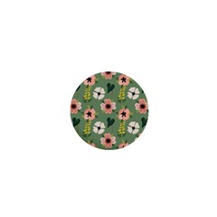 Flower Green Pink Pattern Floral 1  Mini Buttons