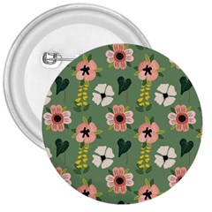 Flower Green Pink Pattern Floral 3  Buttons by anzea