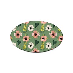 Flower Green Pink Pattern Floral Sticker (oval)