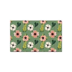 Flower Green Pink Pattern Floral Sticker Rectangular (100 Pack)