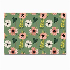 Flower Green Pink Pattern Floral Postcard 4 x 6  (pkg Of 10) by anzea