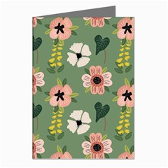 Flower Green Pink Pattern Floral Greeting Cards (pkg Of 8)