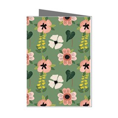 Flower Green Pink Pattern Floral Mini Greeting Cards (pkg Of 8)