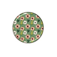 Flower Green Pink Pattern Floral Hat Clip Ball Marker (10 Pack)