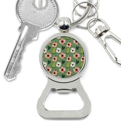 Flower Green Pink Pattern Floral Bottle Opener Key Chain by anzea