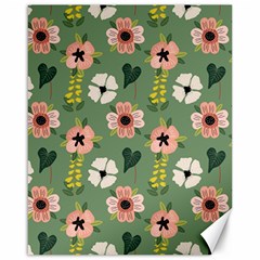 Flower Green Pink Pattern Floral Canvas 16  X 20 