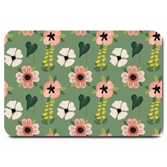 Flower Green Pink Pattern Floral Large Doormat by anzea